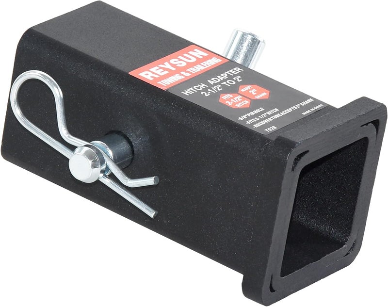 REYSUN 864028 Trailer Hitch Adapter Hitch Reducer Sleeve from 2-1/2 inch to 2 inch, with Hitch Pin and Clip - Image 2